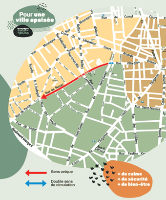 Image média: Expérimentation : mise à sens unique de la rue de Pessac